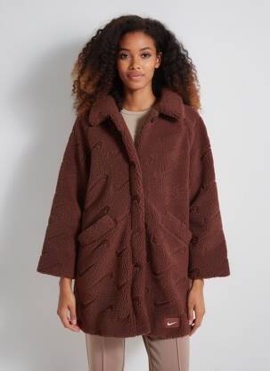 Manteau long manches longues sans capuche marron NIKE femme
