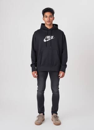 Sweat-shirt à capuche sérigraphie floquée manches longues noir NIKE homme
