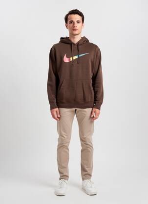 Sweat-shirt à capuche poches manches longues marron NIKE homme