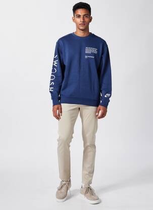 Sweat-shirt stretch manches longues bleu NIKE homme