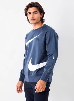 Sweat-shirt stretch manches longues bleu NIKE homme
