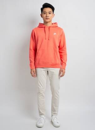 Sweat-shirt à capuche broderie manches longues orange NIKE homme