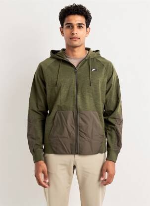 Veste casual resserrée sur le bas vert NIKE homme
