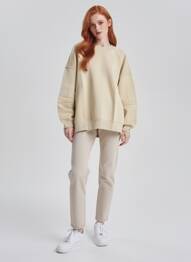 Sweat-shirt coupe over-size manches longues beige NIKE femme