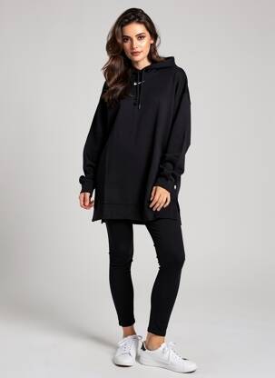 Sweat-shirt à capuche col rond manches longues noir NIKE femme