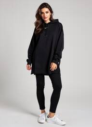 Sweat-shirt à capuche col rond manches longues noir NIKE femme