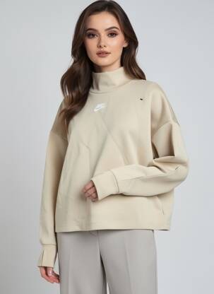 Sweat-shirt stretch manches longues beige NIKE femme