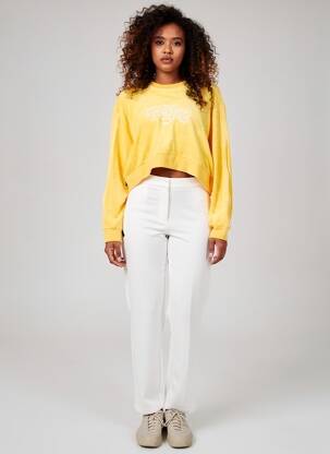 Sweat-shirt broderie manches longues jaune NIKE femme
