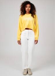 Sweat-shirt coupe over-size manches longues jaune NIKE femme