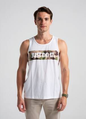 Débardeur coupe droite sans manche blanc NIKE homme