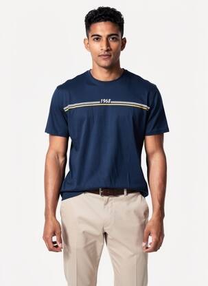 T-shirt coupe droite manches courtes bleu CAMBERABERO homme