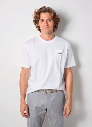 T-shirt broderie manches courtes blanc CAMBERABERO homme