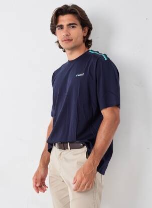T-shirt coupe droite manches courtes bleu CAMBERABERO homme