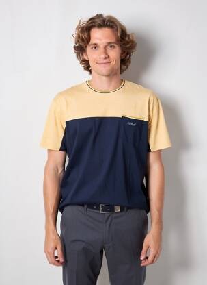 T-shirt coupe droite manches courtes bleu CAMBERABERO homme