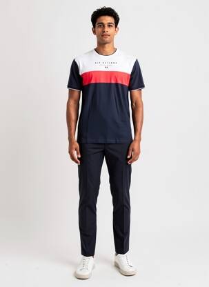 T-shirt broderie manches courtes bleu CAMBERABERO homme
