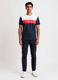 T-shirt broderie manches courtes bleu CAMBERABERO homme