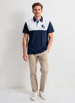 Polo coupe droite manches courtes bleu CAMBERABERO homme