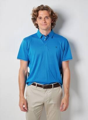 Polo coupe droite manches courtes bleu CAMBERABERO homme