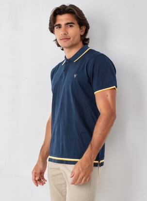 Polo coupe droite manches courtes bleu CAMBERABERO homme