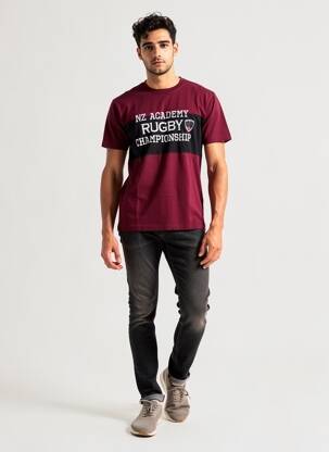 T-shirt broderie manches courtes rouge CAMBERABERO homme