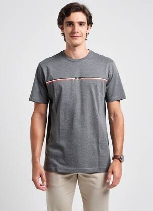 T-shirt broderie manches courtes gris CAMBERABERO homme