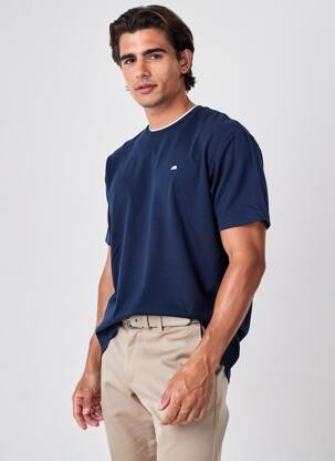 T-shirt broderie manches courtes bleu CAMBERABERO homme