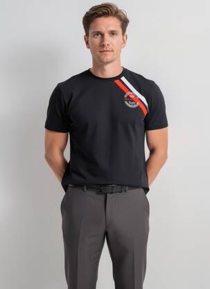 T-shirt broderie manches courtes noir CAMBERABERO homme