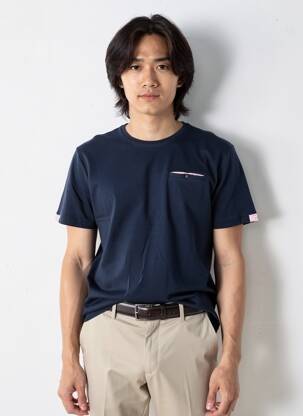 T-shirt coupe droite manches courtes bleu CAMBERABERO homme