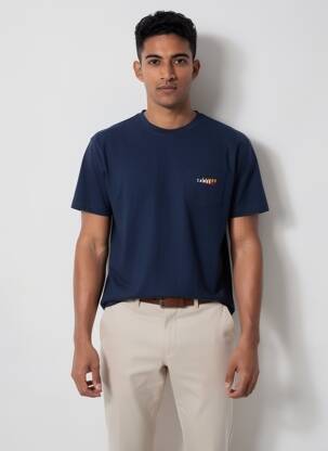 T-shirt coupe droite manches courtes bleu CAMBERABERO homme