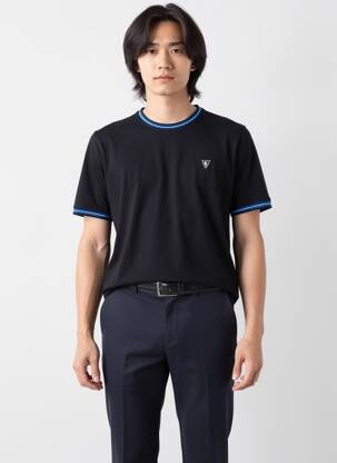 T-shirt broderie manches courtes noir CAMBERABERO homme