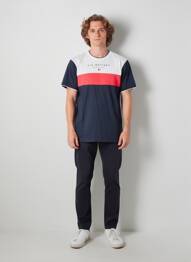 T-shirt broderie manches courtes bleu CAMBERABERO homme