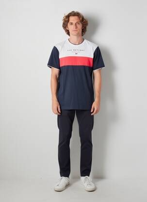 T-shirt broderie manches courtes bleu CAMBERABERO homme