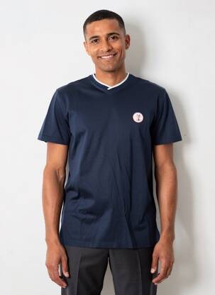 T-shirt broderie manches courtes bleu CAMBRIDGE homme