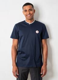 T-shirt broderie manches courtes bleu CAMBRIDGE homme