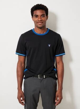 T-shirt broderie manches courtes noir CAMBERABERO homme
