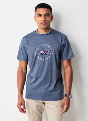 T-shirt broderie manches courtes bleu CAMBERABERO homme