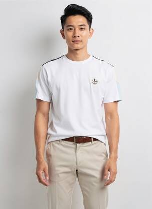 T-shirt broderie manches courtes blanc CAMBERABERO homme