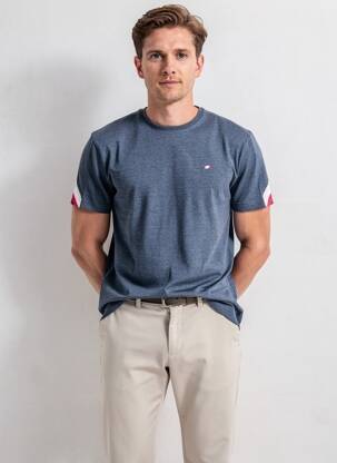 T-shirt tissage chiné manches courtes bleu CAMBERABERO homme