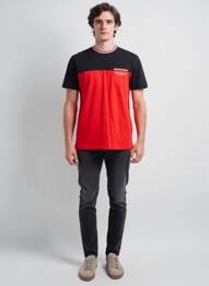 T-shirt broderie manches courtes rouge CAMBERABERO homme