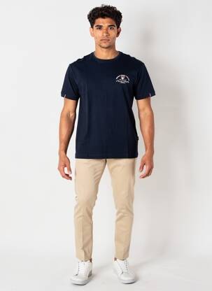 T-shirt broderie manches courtes bleu CAMBERABERO homme