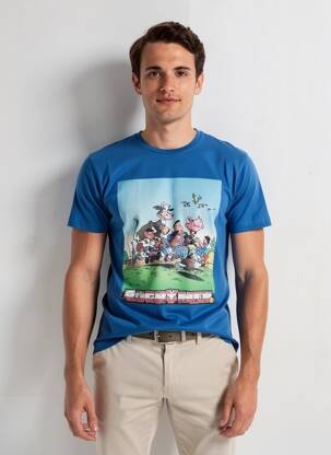 T-shirt coupe droite manches courtes bleu CAMBERABERO homme