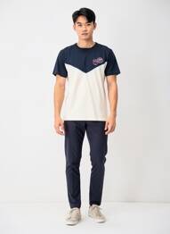 T-shirt broderie manches courtes bleu CAMBERABERO homme