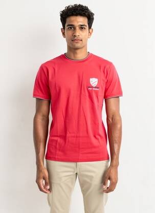 T-shirt broderie manches courtes rouge CAMBERABERO homme