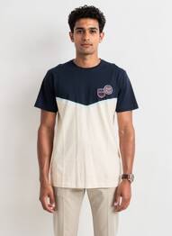 T-shirt broderie manches courtes bleu CAMBERABERO homme