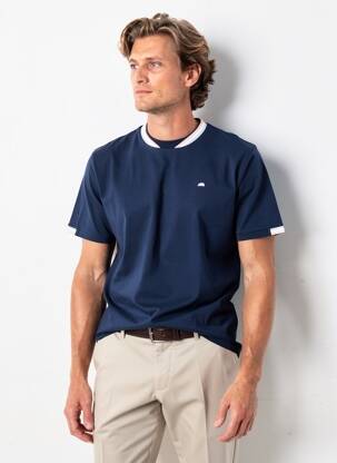 T-shirt broderie manches courtes bleu CAMBERABERO homme