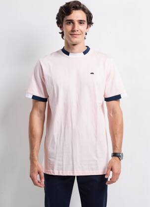 T-shirt broderie manches courtes rose CAMBERABERO homme