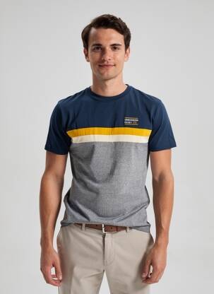 T-shirt coupe droite manches courtes bleu CAMBERABERO homme