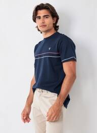 T-shirt broderie manches courtes bleu CAMBERABERO homme