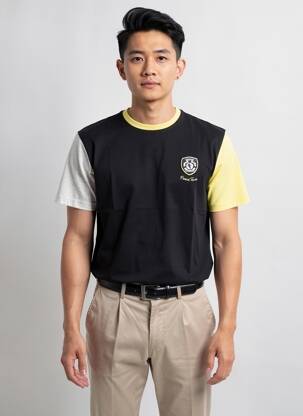 T-shirt broderie manches courtes noir CAMBERABERO homme