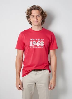 T-shirt broderie manches courtes rouge CAMBERABERO homme